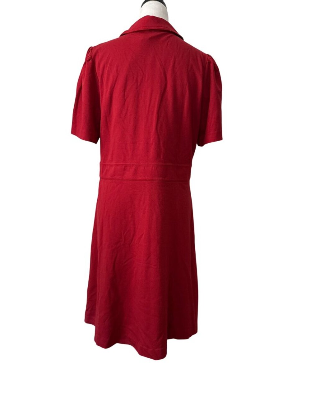 Boden Nicolette Ponte Red Shirt Minimalist Zip Dress With Gold-Tone Buttons 12 - Picture 4 of 16